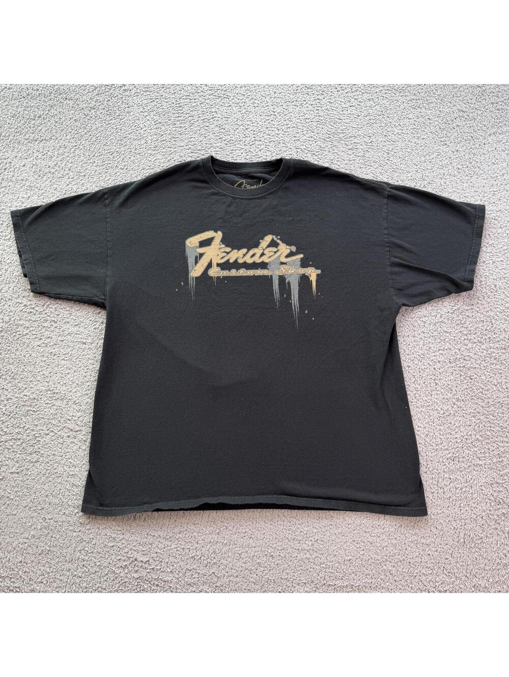 Fender Custom Shop Guitar T Shirt Black Oversized Grunge Rock Band Tee XL